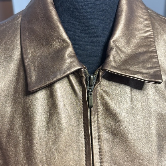 Vintage Coldwater Creek Metallic Leather Jacket - Size Small - Picture 4 of 10